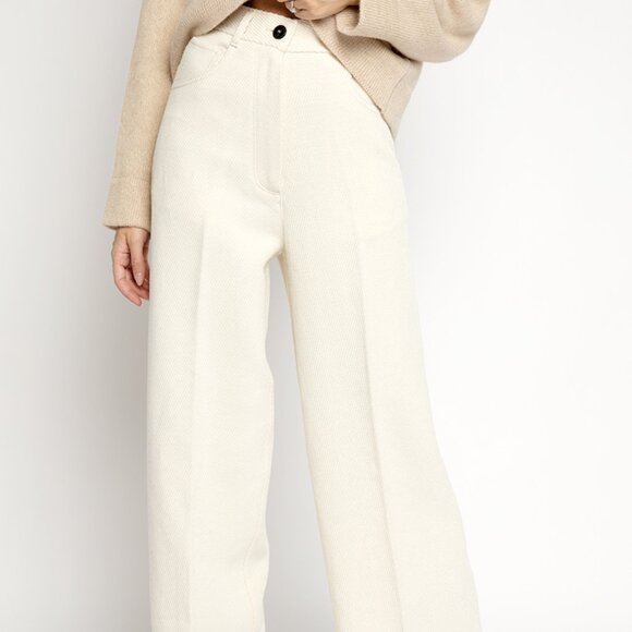 FORTE FORTE Wide Leg Pant in Ivory - Picture 1 of 6